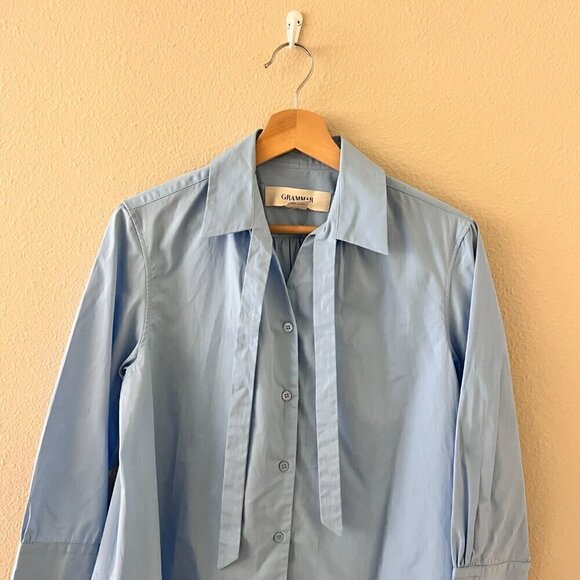 GRAMMAR NYC The Preposition Long Sleeve Button Up Top In Sky Blue US 6‌‌ - Picture 3 of 7